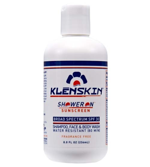 klenskin shower on sunscreen